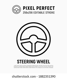 Lenkrad dünne Linie Symbol. Pixel perfekt, bearbeitbarer Strich. Vektorgrafik.