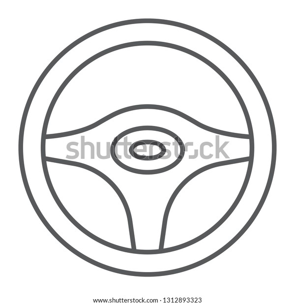 Steering wheel thin line icon, auto and drive, car\
wheel sign, vector graphics, a linear pattern on a white\
background, eps 10.