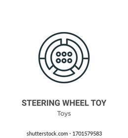 Steering wheel toy outline vector icon. Thin line black steering wheel toy icon, flat vector simple element illustration from editable toys concept isolated stroke on white background