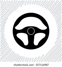 Steering wheel vector icon - black  illustration