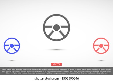Steering wheel vector icon. Steering wheel for car icons. Steering wheel to control icon. 