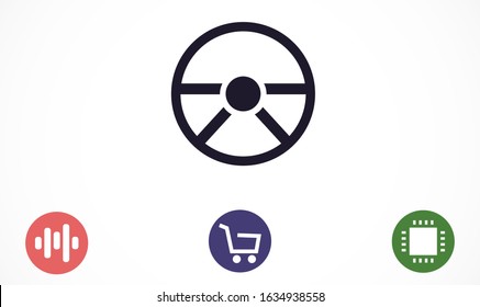 Steering wheel vector icon. Steering wheel for car icons. Steering wheel to control icon. Steering wheel interior icon. eps10 fleet design