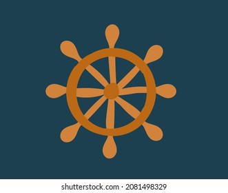 Steering wheel vector icon. Cartoon marine illustration.