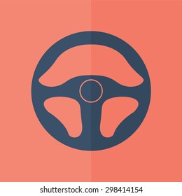 steering wheel vector icon. Flat design