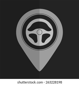 steering wheel vector icon - map pointer. Flat design