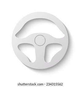 steering wheel vector icon - paper illustration
