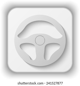 steering wheel vector icon - paper button 
