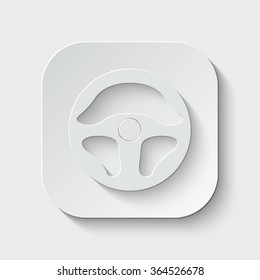 steering wheel vector icon - paper button