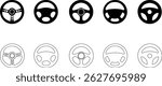 steering wheel vector icon set . steer sign . driving symbol for Automobile, machine . isolated transparent background solid outline signs for Test drive mobile concept designs. and editable stroke
