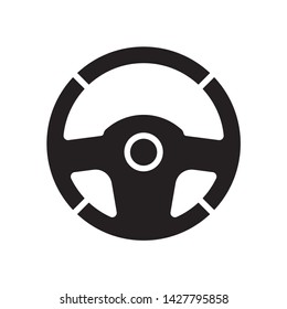Steering wheel vector icon for web design in a flat style