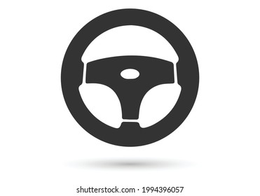 Steering wheel vector icon for web design in a flat style