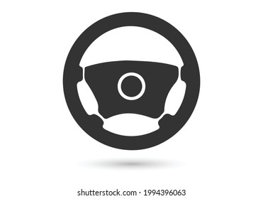 Steering wheel vector icon for web design in a flat style