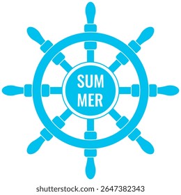 Volante. Ilustração vetorial de volante azul com texto de verão isolado fundo transparente. Ideal elemento de viagem de verão para o design de molde de fundo têxtil de tecido. Adesivo de verão 