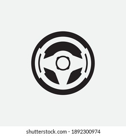 plantilla de logotipo de la ilustración del vector del volante de dirección