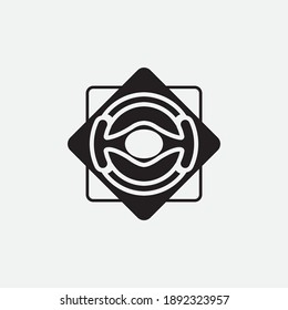 plantilla de logotipo de la ilustración del vector del volante de dirección
