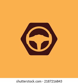 plantilla de logotipo de la ilustración del vector del volante de dirección