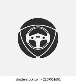 plantilla de logotipo de la ilustración del vector del volante de dirección