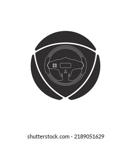 plantilla de logotipo de la ilustración del vector del volante de dirección