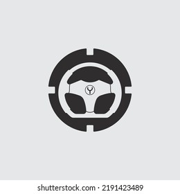 plantilla de logotipo de la ilustración del vector del volante de dirección