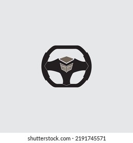 plantilla de logotipo de la ilustración del vector del volante de dirección