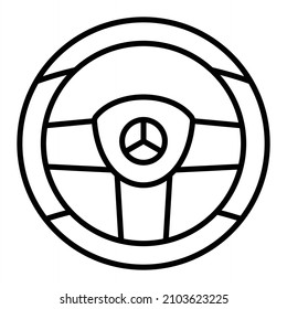 Icono De Contorno Del Vector Del Volante De La Dirección Aislado En Fondo Blanco
