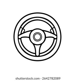Steering wheel vector outline icon on white background.