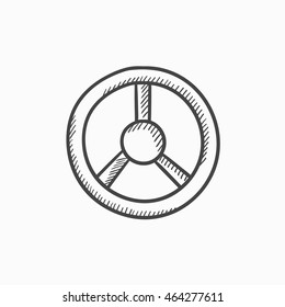 Steering wheel vector sketch icon isolated on background. Hand drawn Steering wheel icon. Steering wheel sketch icon for infographic, website or app.