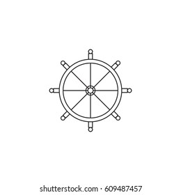 Steering wheel vector thin line icon. Isolated symbol. Logo template, element for travel agency products, tour brochure, excursion banner. Simple mono linear modern design.