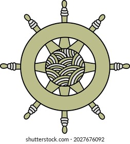 steering wheel with water waves in a circle