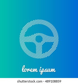 Steering Wheel White stroke fill with blue & green gradient background Icon / Logo Design