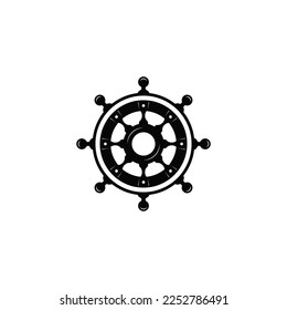 steering wheel yacht captain compass logo design for transport logo