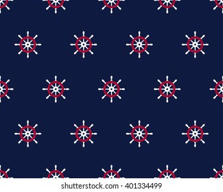 Steering wheels on navy background seamless pattern. Vector illustration