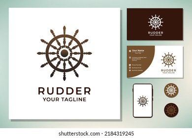 Steering wheels pirate ships boat vector icon logo design