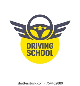 Steering with wings. Logo design. Vector illustration. 