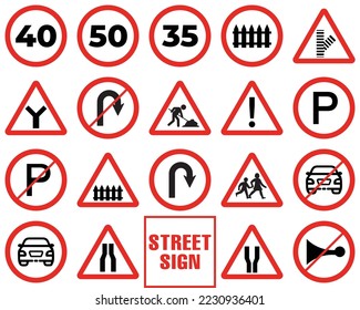 Steet Warning Signs Set, Road Warning Signs Set