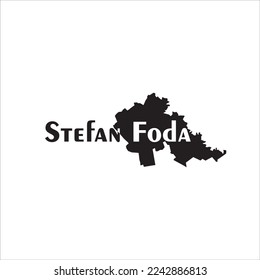 Stefan Foda map and black lettering design on white background