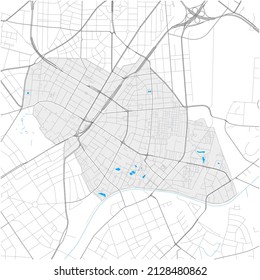 Steglitz, Berlin, DEUTSCHLAND, high detail vector map with city boundaries and editable paths. White outlines for main roads. Many smaller paths. Blue shapes and lines for water.