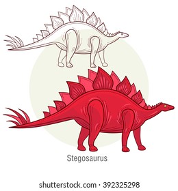Stegosaurus. Ancient jurassic reptile, vector illustration cartoon prehistoric dinosaur isolated on white background. Full-color flat images animal and abstract linear. 