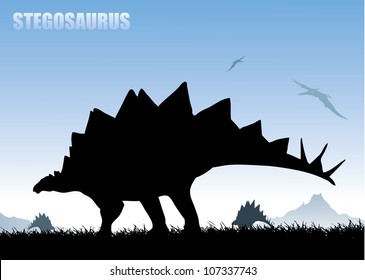 Stegosaurus background - vector illustration