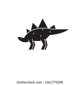 Stegosaurus black vector concept icon. Stegosaurus flat illustration, sign