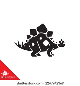 Stegosaurus cartoon character vector glyph icon. Extinct reptile species symbol.