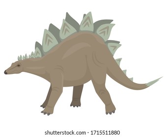 Stegosaurus in cartoon style. Herbivorous dinosaur isolated on white background.