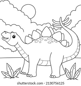 Página de Coloración de Stegosaurus para Niños