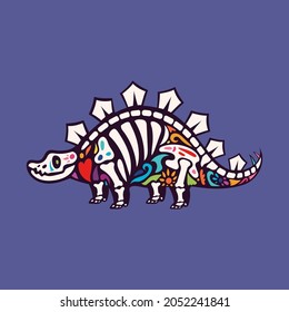 Stegosaurus Dia de muerto, day of the dead