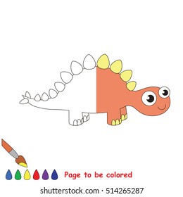 Stegosaurus dino to be colored, the coloring book to educate preschool kids with easy kid educational gaming and primary education of simple game level.