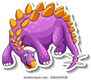 Stegosaurus dinosaur cartoon character sticker illustration