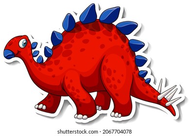 Stegosaurus dinosaur cartoon character sticker illustration
