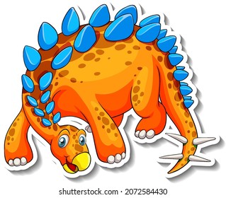Stegosaurus dinosaur cartoon character sticker illustration