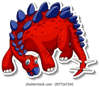 Stegosaurus dinosaur cartoon character sticker illustration