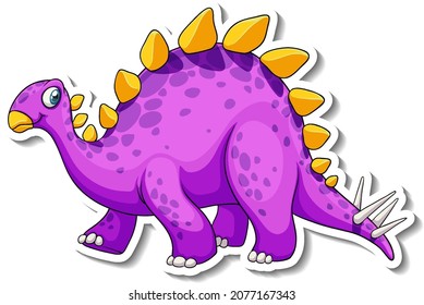 Stegosaurus dinosaur cartoon character sticker illustration